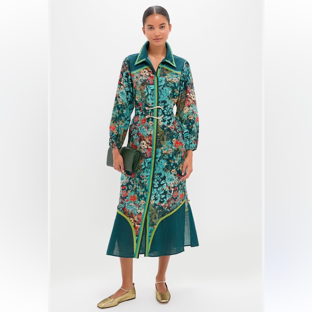 Floral Long Sleeve Dress - Teal